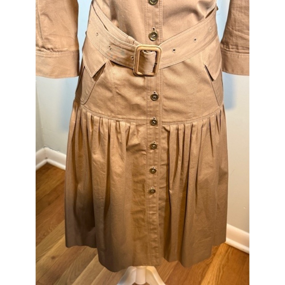 Authentic Burberry London Belted Safari Shirt Dress US Size 2 Khaki Midi‎ - Picture 10 of 16